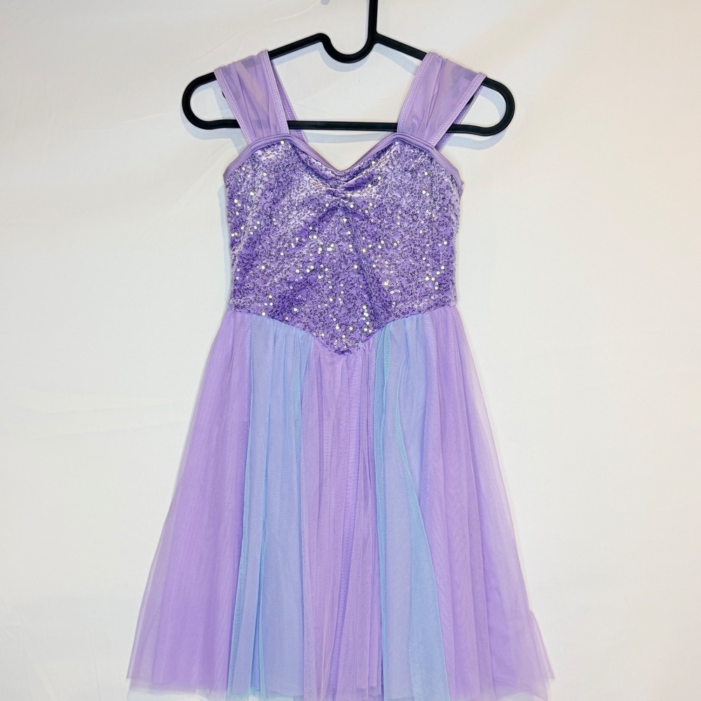 Weissman Kids Purple Sequin Tulle Lyrical Ballet Dance Costume Dress Size MC